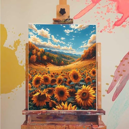 Paint by Numbers Kit for Adults Beginner, Landscape Paint by Numbers Sunflower, DIY Easy Acrylic Watercolor Oil Painting Kit with Brushes, Arts and Crafts for Adult for Home Decor 12x16 in B-68 - Image 3
