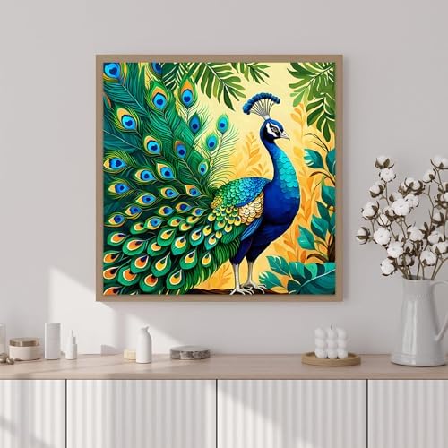 Artunion Framed Paint by Numbers Kit for Adults Beginners & Kids Ages 8-12,Colorful Peacock Paint by Number with Frame,Bird Animals Paint by Numbers Kit on Canvas 10 * 10 Inch Without Easel - Image 2