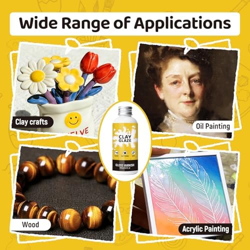 100ml Air Dry Clay Glaze Gloss Varnish Air Dry Clay Glaze Kit, High Gloss Glaze Prevent Clay Cracking,Scratches,Wear, Also Prevent Arts, Ceramics, Oil Paintings, Wood, Art Paintings Artwork, Gloss - Image 2