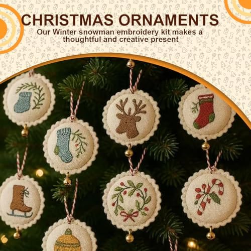 Christmas Embroidery Kit, 12PCS DIY Ornament Set for Beginners - Image 4