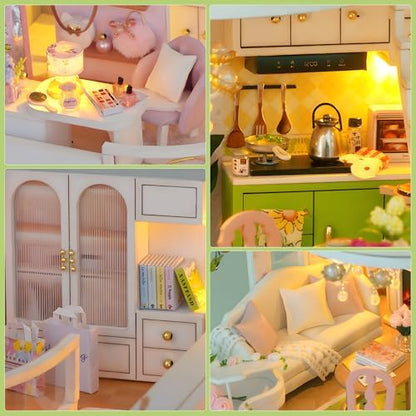 DIY Miniature House Kit, Dollhouse Kit w/Dust Cover Adult, Greenhouse - Image 4