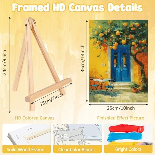 MAXBYE Framed Paint by Numbers Kits for Adults, Lemon Tree Paint by Numbers Kit for Adults with Wooden Easel, Easy DIY Oil Painitings Kits with Tools for Beginners Gift Home Wall Decor 10×14 Inch - Image 3