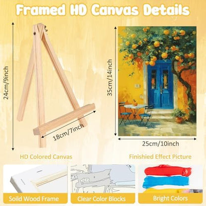 MAXBYE Framed Paint by Numbers Kits for Adults, Lemon Tree Paint by Numbers Kit for Adults with Wooden Easel, Easy DIY Oil Painitings Kits with Tools for Beginners Gift Home Wall Decor 10×14 Inch - Image 3