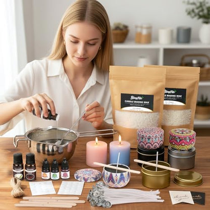 Blingfun 2LB Soy Wax Candle Making Kit,DIY Candle Making Supplies with Wicks, Stickers,Candle Jar, Melting Pot,Fragrances Oils & Dyes,Scented Candle Starter Full Kit for Adults (2LB) - Image 3