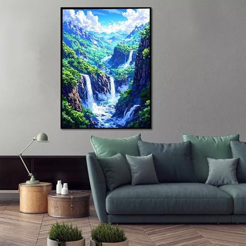Waterfall Paint by Numbers Kit for Adults Mountain Paint by Numbers on Canvas, DIY Acrylic Oil Painting Kits for Adults Beginners with Brushes, Hobbies for Women for Home Wall Decor Gifts 16x20 in 6-1 - Image 2