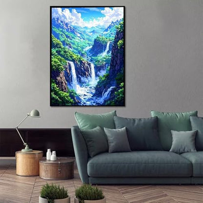 Waterfall Paint by Numbers Kit for Adults Mountain Paint by Numbers on Canvas, DIY Acrylic Oil Painting Kits for Adults Beginners with Brushes, Hobbies for Women for Home Wall Decor Gifts 20x26 in 5-2 - Image 2