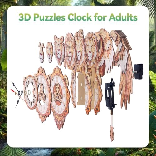 3D Puzzles for Adults Lion Clock Crafts for Adults Wooden Puzzles - Image 5