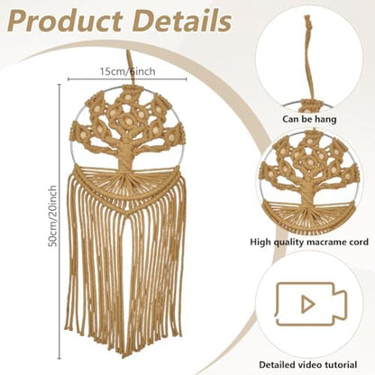 FREEBLOSS 4 Set Tree of Life Macrame Kit for Beginners DIY Macrame Wall Hanging Kit with Instructions Boho Tapestry Home Decor for Living Room Bedroom - Image 3