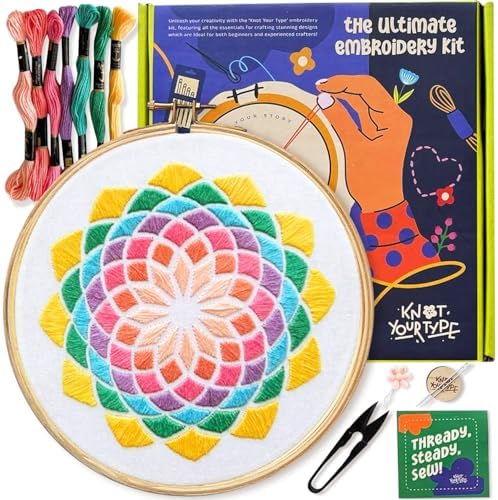 KNOT YOUR TYPE Stitch by Colours DIY Embroidery Kit for Beginners | Hand Embroidery Kit with All Stitching Materials | Perfect Art & Craft Gift Set, Stitching Kit for Adults by KnotYourType