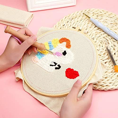 Allazone 4 PCS Punch Needle Kit, Embroidery Kit for Beginners Adults, Punch Needle Embroidery Kit, Handcraft Punch Needle Kits, Love and Flowers - Image 5
