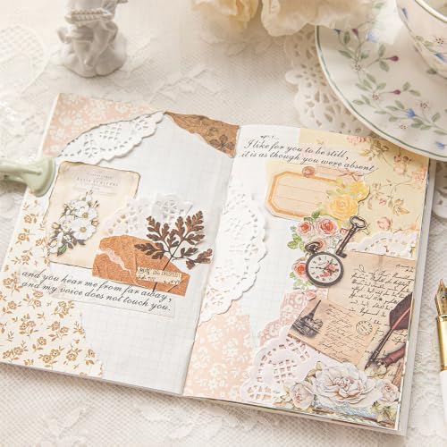 420Pcs Vintage Floral Scrapbook Supplies Kit, Retro Flower Scrapbook Paper Junk Journal Stickers Set, DIY Craft Accessories for Bullet Journal Planner Collage Card Making - Image 5