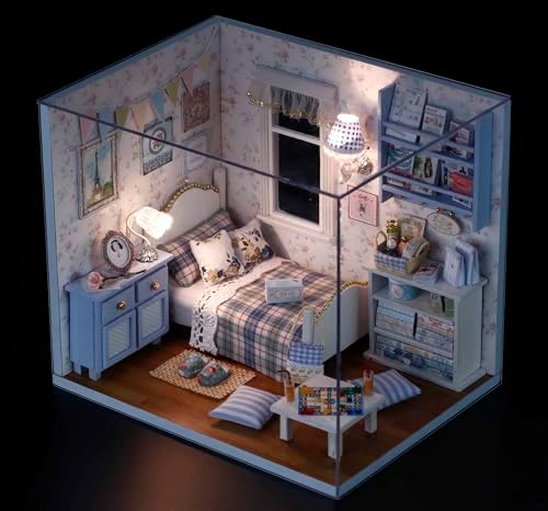 CUTEROOM DIY Miniature House Kit - Mini Craft Rooms for Adults with LED Lights, Realistic Mini Dollhouse Kit Building Model Kit, Creative Home Decor Gift- Sunshine Overflowing - Image 3