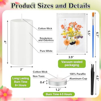 MTLEE 24 Pack Dried Pressed Flower Candle Painting Kit, 4 Inch - Image 5