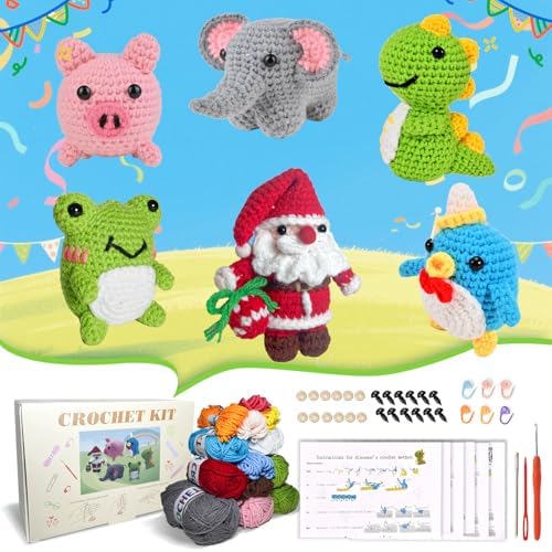 Alutaba Crochet Kit for Beginners Adults, 6pcs Animal Crochet Starter Kit by Unknown