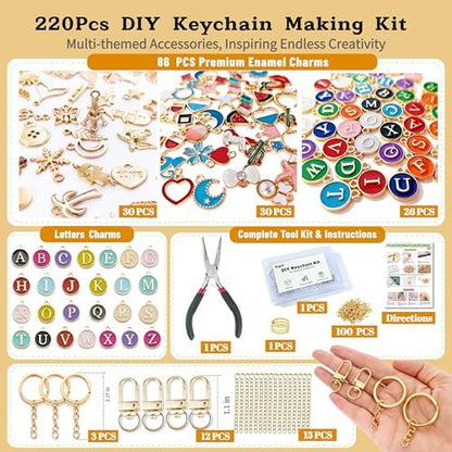 Kupor DIY Keychain Making Kit - Assorted Gold Enamel Charms, Storage Box, Instruction, 30-Min Quick Make, Bag Charms & Keychain Charms, Eco-Friendly, Craft Lovers, Ideal Gift for Any Festiva - Image 3