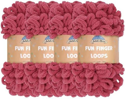 JubileeYarn Fun Finger Loops Yarn - Dusty Maroon - 4 Skeins by BambooMN