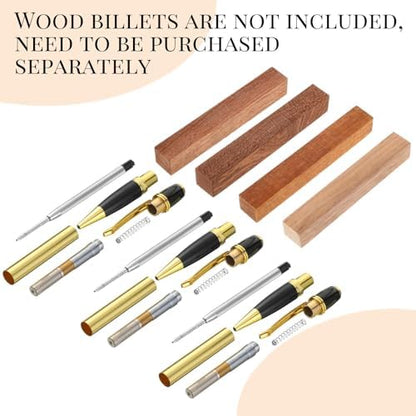 Colarr 12 Pack Woodturning Pen Kit Twist Ballpoint Pen Kit, Gold - Image 6