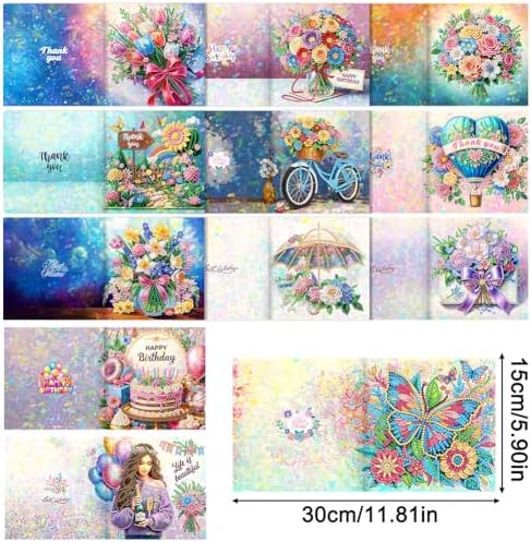 12PCS DIY Diamond Art Greeting Cards Flowers Congratulations Cards & Gifts - Image 5