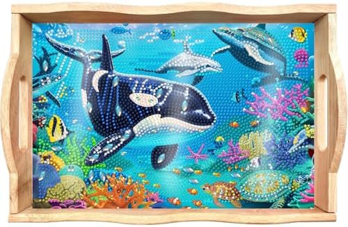 DOTSOPS Marine Organisms Diamond Art Serving Tray with Handle for Adults by DOTSOPS