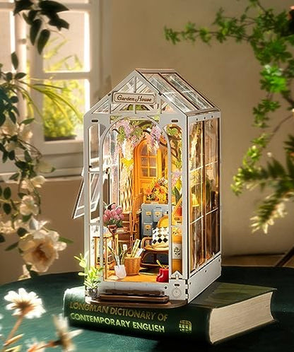 ROBOTIME Book Nook Kit, Miniature House Kit, Garden House 3D Wooden Puzzle - Image 2