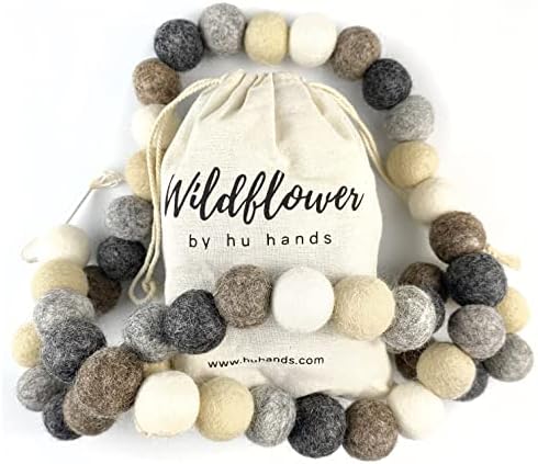Garland Weathered Naturals Wool Felt Balls (50) Pom Poms in Neutral Earth Tones Including Grays and Browns for Decor .8 - 1 Inch Size | Hand Felted in Nepal from 100% NZ Wool | Bag Included by WildflowerbyHuHands