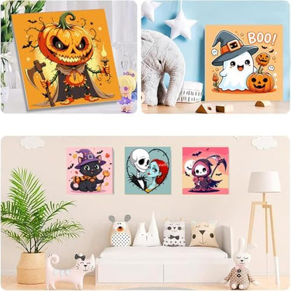 SYDYLH 6 Pcs Framed Easy Halloween Paint by Numbers for Adult/Kids 8x8in - Image 3