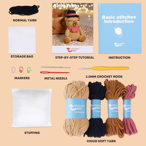 CrochetBox Capybara Crochet Kit for Beginners, Easy Craft for Adults - Image 3