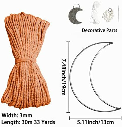 JeogYong Macrame Kit, DIY Moon Dream Catcher Macrame Kits for Kids & Adults Beginners, Includes Metal Hoop Rings Macrame Cord or More Craft Supplies and Materials for Bohemian Wall Decor Dreamcatcher - Image 2