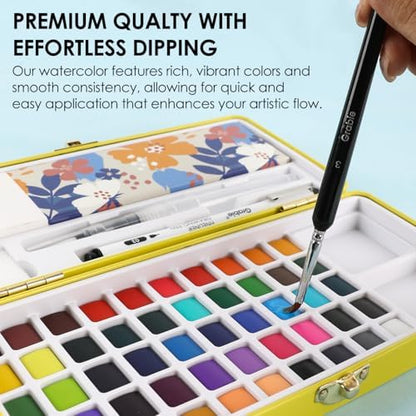 Grabie Set of 50 Color Watercolor Paint Set with Brush Pens - Image 3