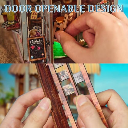 DIY Book Nook Kit, 3D Wooden Puzzle Miniature House Kit Adult, Beach Bar - Image 5