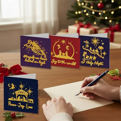 6 Pack Diamond Art Painting Christmas Nativity Jesus Faith Greeting Cards with Envelopes, DIY Card Making Kits for Adults, Diamond Art Postcards for Holiday Blessing - Image 4