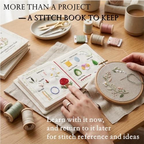 TenDawn Embroidery Stitch Book Kit for Beginners, 32 Essential Stitches - Image 5