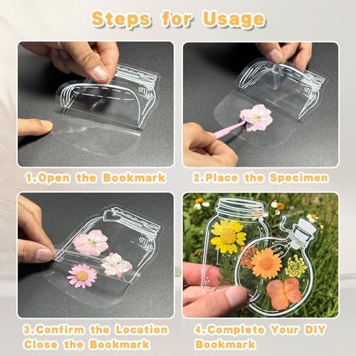 Transparent Dried Flower Bookmark Kit with Tweezers for DIY Crafts, 60pcs - Image 4