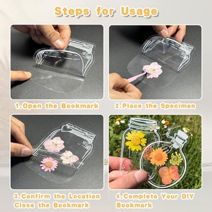 Transparent Dried Flower Bookmark Kit with Tweezers for DIY Crafts, 60pcs - Image 4