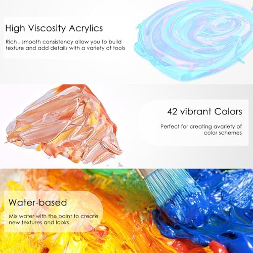 Caliart 42 Colors Acrylic Paint Set with 12 Brushes - Image 3