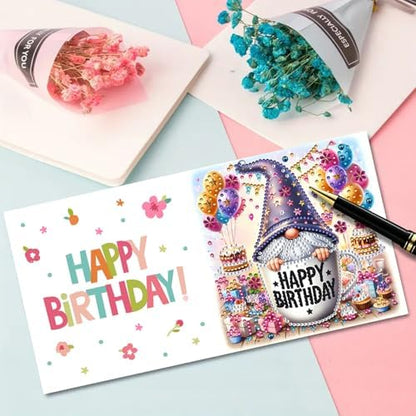 DIY Diamond Greeting Cards Set, 5D DIY Diamond Art Painting Festival Style Greeting Card, DIY Christmas Card Making Kits for Family Friends Handmade Gift-#29-Birthday Goblin - Image 4