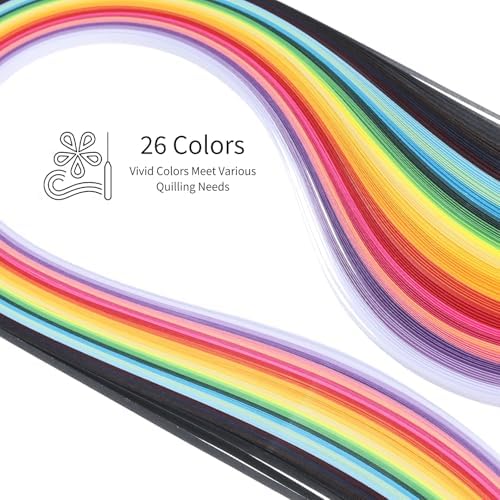 MECCANIXITY Paper Quilling Kit, 15.4 Inch 3mm 26 Colors Paper Quilling Strips with Blue Pen for Beginners DIY Hand Crafts Teaching Tools Flower Decoration(Multi-Colored, Pack of 260) - Image 3