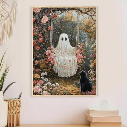 Halloween Cats Paint by Numbers Kit for Adults Framed Canvas, Frameworkless - Image 5