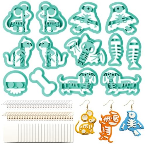 13Pcs Skeleton Polymer Clay Cutters Ceramic Clay Earrings Cutters by beinkmake