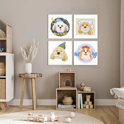 4 Pack Framed Paint by Numbers Kit for Adults Beginner with Wooden Easel, Funny Dog Easy Paint by Numbers with Frame, DIY Cute Animal Number Painting for Adults Canvas for Home Decor Gift 10x10 Inch - Image 3