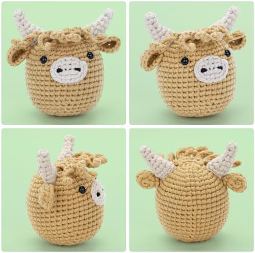 Crochet Kit for Beginners: Highland Cow Crochet Kit, Learn to Crochet, Include Easy Knitting Soft Yarn, Step-by-Step Video Tutorial, Hook, Holiday Birthday Gift for Adults and Teen(30%+ Yarn) - Image 2