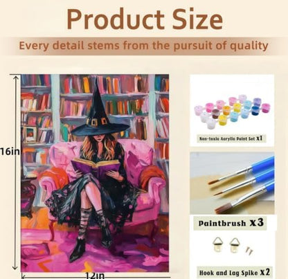 Halloween Witch Book Paint by Numbers Kit for Adults Beginners 12x16In - Image 6