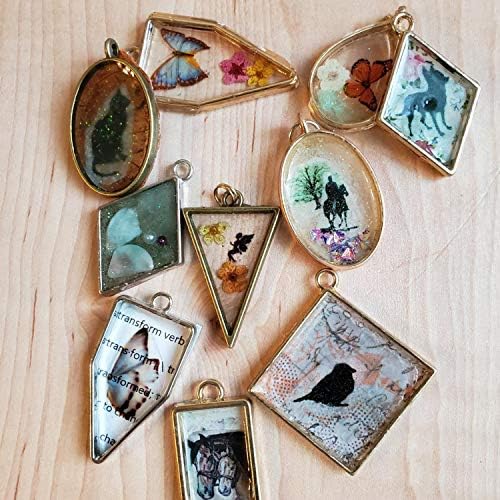 270 Pieces Open Bezel Pendants for Resin, 12 Styles Open Frame Pendant Assorted Geometric Hollow Mold Metal Resin Jewelry Molds for Earrings, Necklace, Pressed Flower, DIY Crafts - Image 4