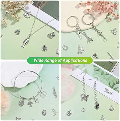 Acejoz 200Pcs Silver Charms for Jewelry Making and Bracelets, Wholesale Bulk Assorted Mixed Tibetan Earring Charms for DIY Necklace Bracelet Jewelry Making and Crafting - Image 5
