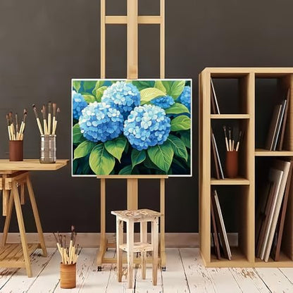 Natuyalo Paint by Numbers Kit for Adults Beginners, 16" Wx20 L Canvas Pictures Painting Acrylic Paintwork with 3 Pcs Paintbrushes, Blue Hydrangea Flowers - Image 2