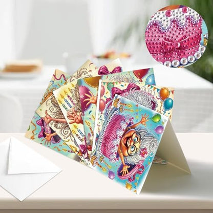 Tontut 6pcs Diamond Painting Kit Greeting Card, Quirky Ladies 5D DIY Diamond Handmade Holiday Greeting Card with Envelope, Christmas Gift Congratulation - Image 4