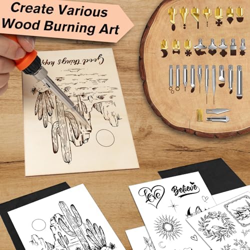 K KERNOWO Wood Burning Kit - 156Pcs All-in-One Wood Burning Tool Pen Adjustable Temperature Wood Burner Kit Crafts Gifts for Adults & Teens, Woodburning Kits for Beginner Pyrography - Image 5
