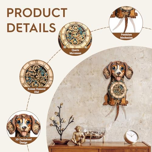 3D Wooden Puzzles for Adults-Dachshund Clock Puzzle-Adult Crafts - Image 4