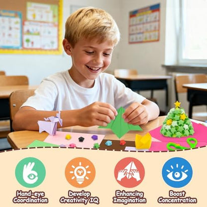 hapray 500 Colored Origami Paper 6x6 & 1350 Star Origami, Crafts for Kids - Image 5