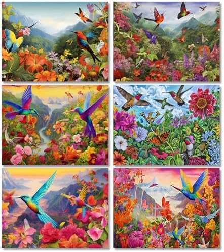 DOTSOPS 6 Pcs Flowers Bird Diamond Painting Kits Art Adults Painting Kits by DOTSOPS